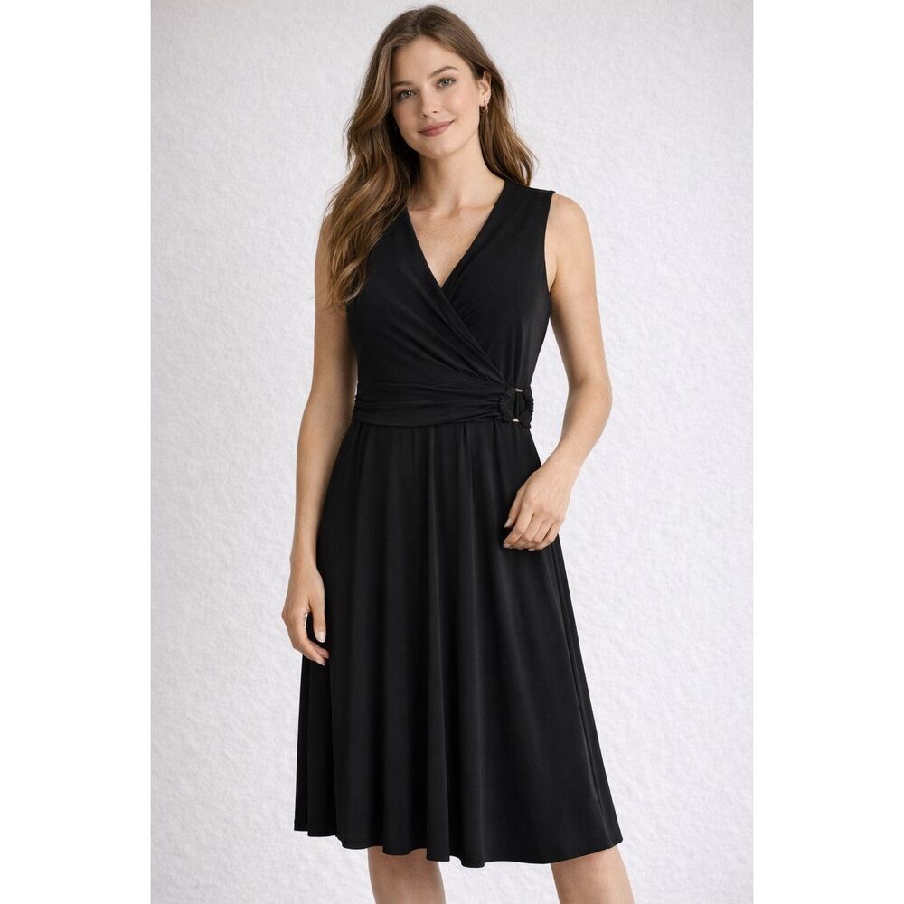 Zokai Black Wrap Dress Women’s Size SP Sleeveless V-Neck Fit & Flare Knee Length